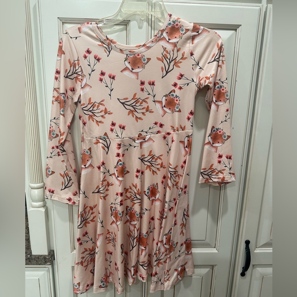 Girls Fall Fox-Print Dress